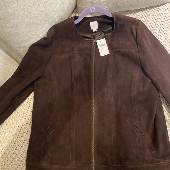 JJill Genuine Suede Leather Zippered Jacket - Picture 3 of 11